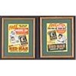 1952 & 1953 Framed Red Man Tobacco Enos Slaughter & Ralph Kiner Advertisements (2)