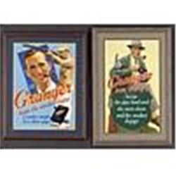1930s Lot Of Framed Granger Tobacco Cardboard Advertising Signs w/ Frank Kelly (2)