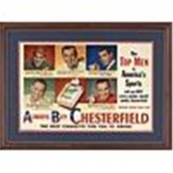 1949 Framed Chesterfield Joe DiMaggio, Ben Hogan & Others Advertisement