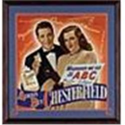 1947 Framed Chesterfield Perry Como And Jo Stafford Cardboard Advertising Sign w/ NY Yankees Logo