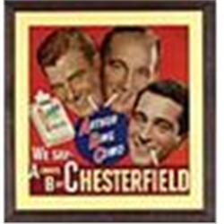 1947-1950 Framed Chesterfield "Arthur, Bing, Como" Cardboard Advertising Sign