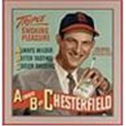 Circa 1948 Framed Chesterfield Stan Musial Cardboard Advertising Sign