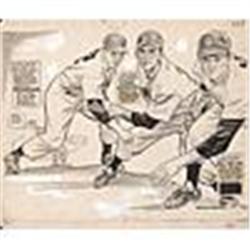 1952 Original Willard Mullin "NY Yankees Pitchers" Cartoon