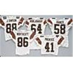 Lot of Five Cleveland Browns White Mesh Game-Used Jerseys (5)