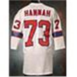 Late 1970s John Hannah New England Patriots Game-Used White Mesh Jersey (Extremely Rare One Year Sty