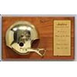 9/28/1969 Alex Karras Jantzen Golden Helmet Autographed Award (JSA)