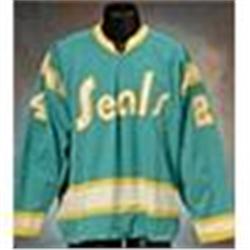 Circa 1974-76 #24 California Golden Seals Game-Used Teal Knit Jersey