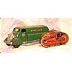 Circa 1930s Lot of Two Louis Marx Toy Truck & Tank (2)