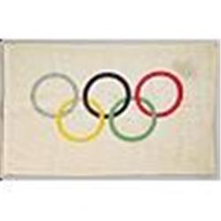 Lee Evans Autographed Olympic Flag (JSA)