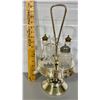 Image 1 : ANTIQUE CHROME & CUT GLASS 5 PCS CRUET