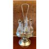 Image 2 : ANTIQUE CHROME & CUT GLASS 5 PCS CRUET