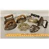 Image 1 : LOT OF ANTIQUE SAD / STEAM IRONS & TRIVETS