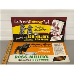 LOT OF 2 ADVERTISING BOARDS - ROSS-MILLER'S DOG FOOD