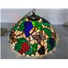 Image 2 : STAINED GLASS CEILING HUNG LIGHT FIXTURE - APPROX 22" DIAMETER