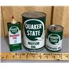 Image 1 : LOT OF 3 - QUAKER STATE - 1 QT FULL, MINI OILER 