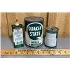 Image 2 : LOT OF 3 - QUAKER STATE - 1 QT FULL, MINI OILER 