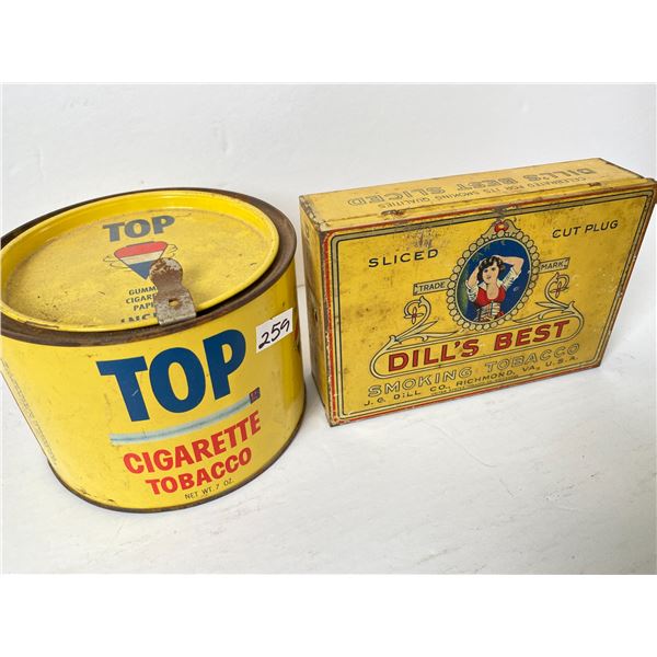 LOT OF 2  TOBACCO TINS - TOPS & DILL'S