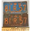 Image 1 : PAIR OF 1938 ONTARIO LICENSE PLATES