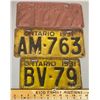 Image 1 : LOT OF 3 - 1931 ONTARIO LICENSE PLATES