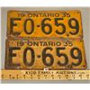 Image 1 : PAIR OF 1935 ONTARIO LICENSE PLATES