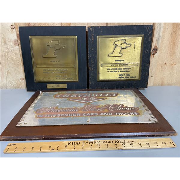 LOT OF 3 CHEVROLET MOUNTED PLAQUES