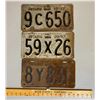 Image 1 : LOT OF 3 - 1947 ONTARIO LICENCE PLATES
