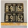 Image 1 : PAIR OF 1957 ONTARIO LICENCE PLATES