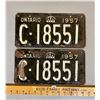 Image 1 : PAIR OF 1957 ONTARIO LICENCE PLATES