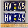 Image 1 : CANADIAN ARMY LICENSE PLATE PAIR GERMANY