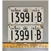 Image 1 : PAIR OF 1960 ONTARIO LICENCE PLATES