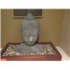 Image 2 : Buddha Bust Statue in Wooden Box w/ Rocks 24"Wx15"H