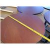 Image 8 : Qty 4 Round Wooden Tables w/ Metal Pedestal Base 30"Diameter x 47"H