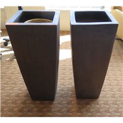 Qty 2 Black Planters 15" Square x 36"H
