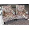 Image 1 : Qty 2 Floral Wooden Upholstered Lounge Armchairs 28"Lx22"Wx34"H