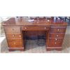 Image 1 : Wooden Desk w/ 8 Drawers 60"Lx29"Wx30"H (top of desk has paper that's stuck and dried)