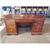 Image 2 : Wooden Desk w/ 8 Drawers 60"Lx29"Wx30"H (top of desk has paper that's stuck and dried)