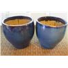 Image 1 : Qty 2 Round Blue Ceramic Planters 23" Diameter x 24"H