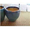Image 2 : Qty 2 Round Blue Ceramic Planters 23" Diameter x 24"H