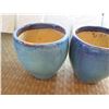 Image 3 : Qty 2 Round Blue Ceramic Planters 23" Diameter x 24"H
