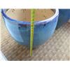 Image 11 : Qty 2 Round Blue Ceramic Planters 23" Diameter x 24"H