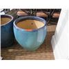 Image 2 : Qty 2 Round Blue Ceramic Planters 23" Diameter x 24"H