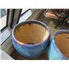 Image 3 : Qty 2 Round Blue Ceramic Planters 23" Diameter x 24"H