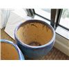 Image 9 : Qty 2 Round Blue Ceramic Planters 23" Diameter x 24"H