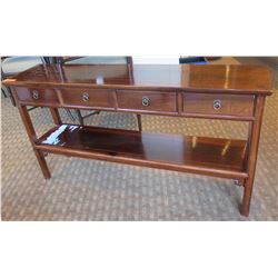 Wooden Console Table w/ Undershelf & 4 Drawers 62"Lx14"Wx33"H