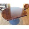Image 11 : Round Wooden Table w/ Fold Down Leaves & Metal Pedestal Base 50"Dia x 30"H