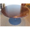 Image 1 : Round Wooden Table w/ Fold Down Leaves & Metal Pedestal Base 50"Dia x 30"H