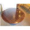 Image 2 : Round Wooden Table w/ Fold Down Leaves & Metal Pedestal Base 50"Dia x 30"H
