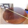 Image 9 : Round Wooden Table w/ Fold Down Leaves & Metal Pedestal Base 50"Dia x 30"H