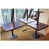 Image 1 : Qty 5 Square Wooden Tables w/ Metal Pedestal Base 36"Diameter x 30"H