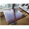 Image 2 : Qty 5 Square Wooden Tables w/ Metal Pedestal Base 36"Diameter x 30"H